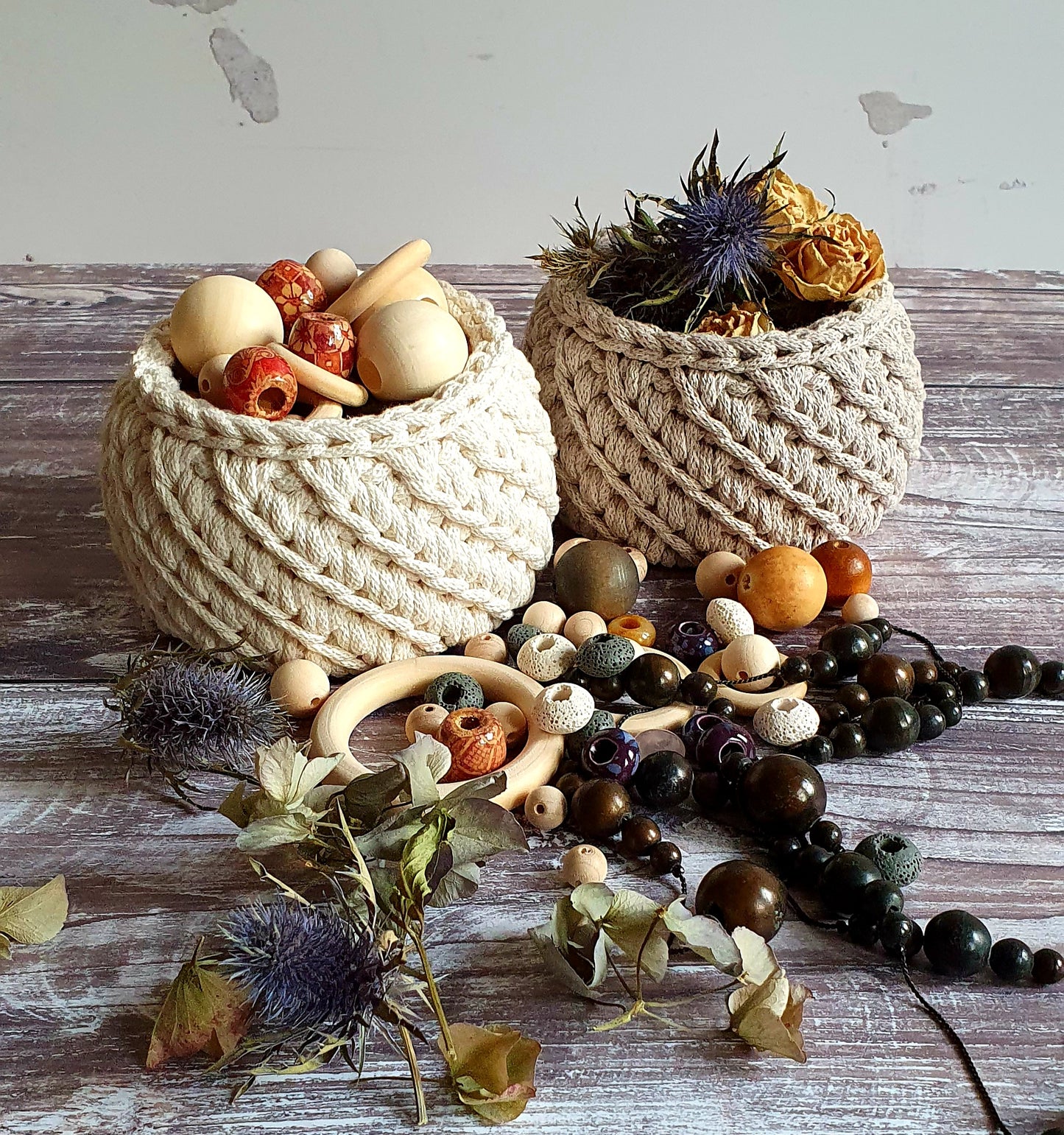 Crochet DIY Kit - Small Crochet Basket Pattern & Cord (with extra pattern booklet)