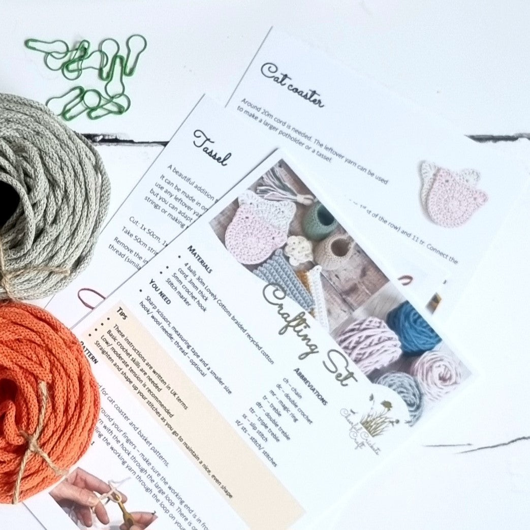 Crochet DIY Kit - Small Crochet Basket Pattern & Cord (with extra pattern booklet)