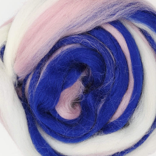 Pink and Cobalt Melange - Merino Combed Top