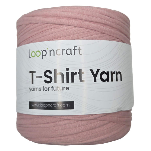 recycled cotton t-shirt yarn in antique pink