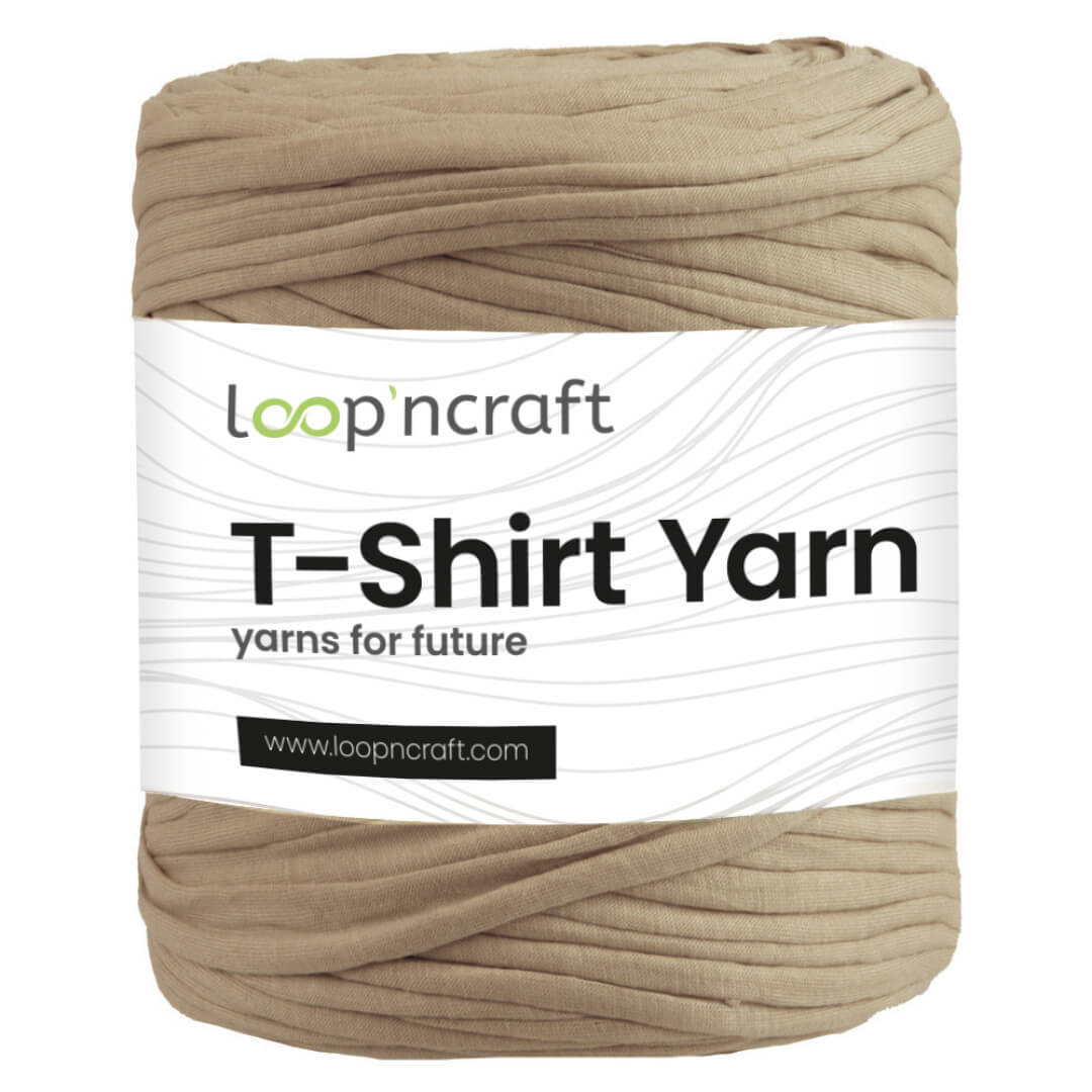 recycled cotton t-shirt yarn in beige