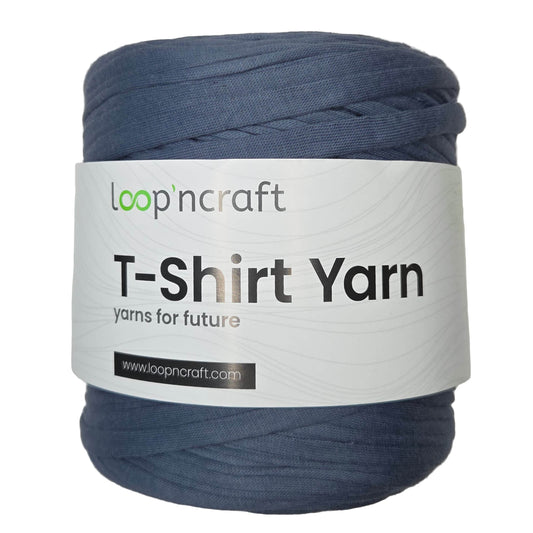 recycled cotton t-shirt yarn in blue steel