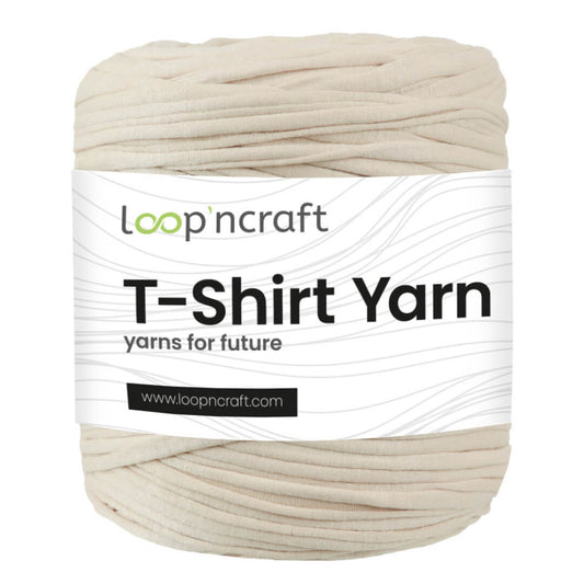 recycled cotton t-shirt yarn in bone white