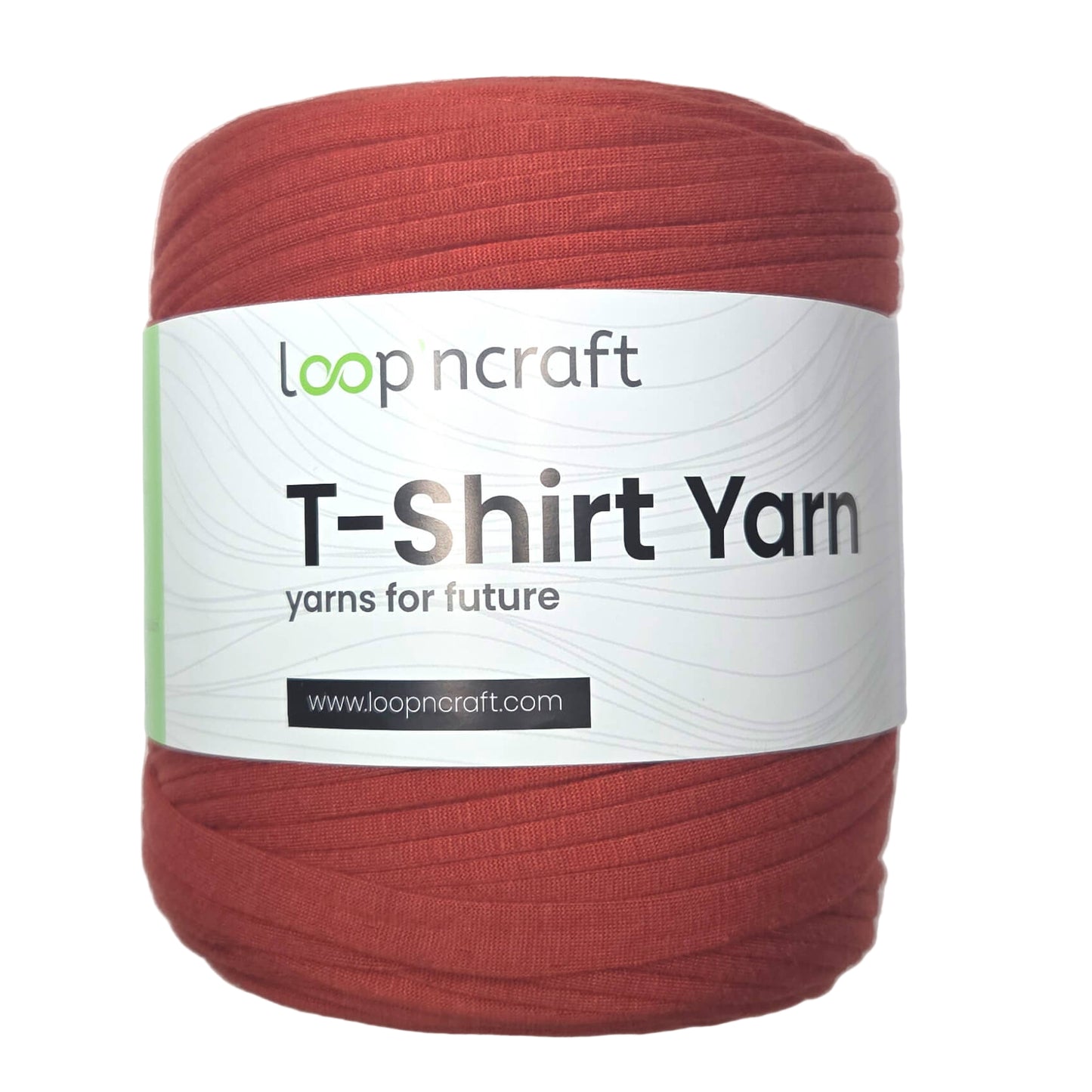 recycled cotton t-shirt yarn in brick red