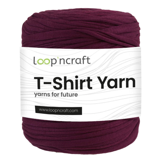 recycled cotton t-shirt yarn in dark rose
