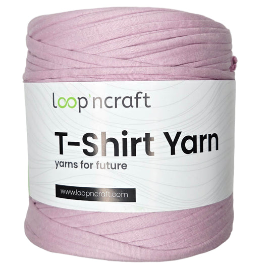 recycled cotton t-shirt yarn in dusty pink