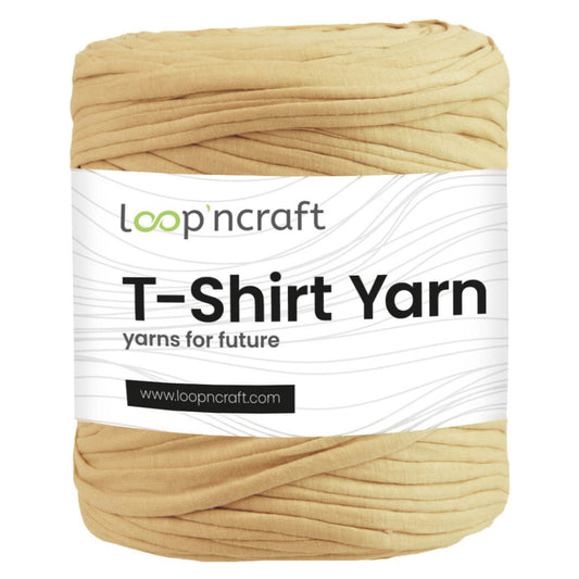 recycled cotton t-shirt yarn in honey beige