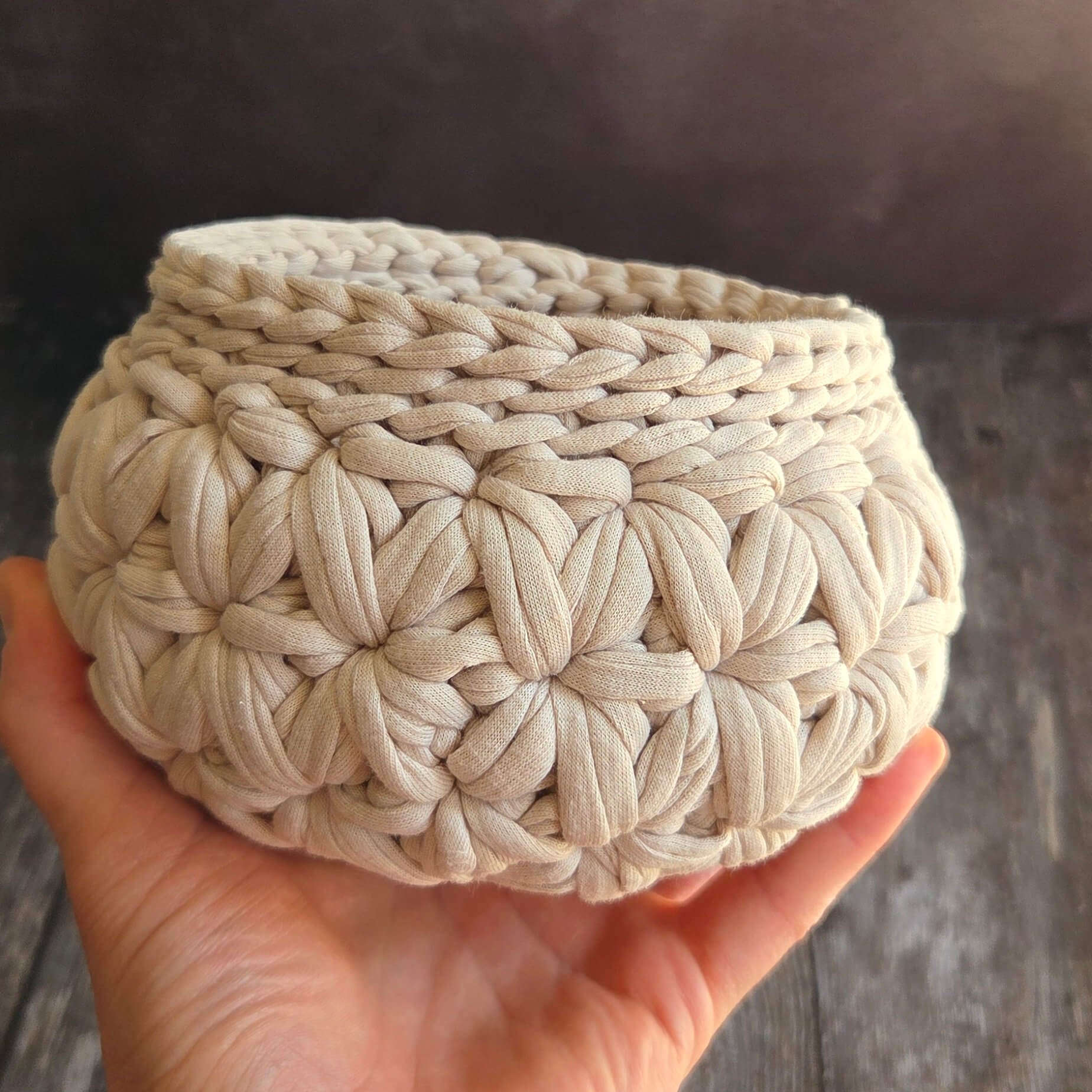 get inspired to make something you love - how about a crochet basket made from t-shirt yarn?