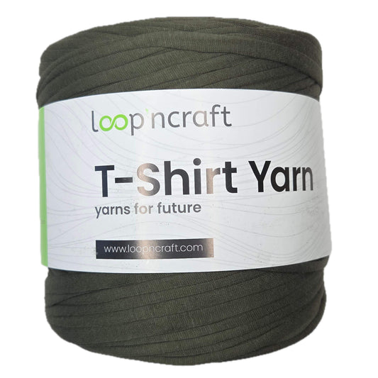recycled cotton t-shirt yarn in jungle green