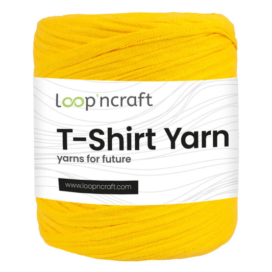 recycled cotton t-shirt yarn in yellow