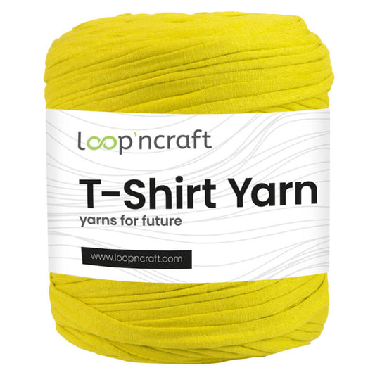 recycled cotton t-shirt yarn in lemon yellow