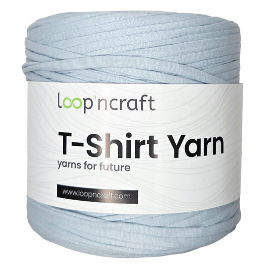 recycled cotton t-shirt yarn in light blue