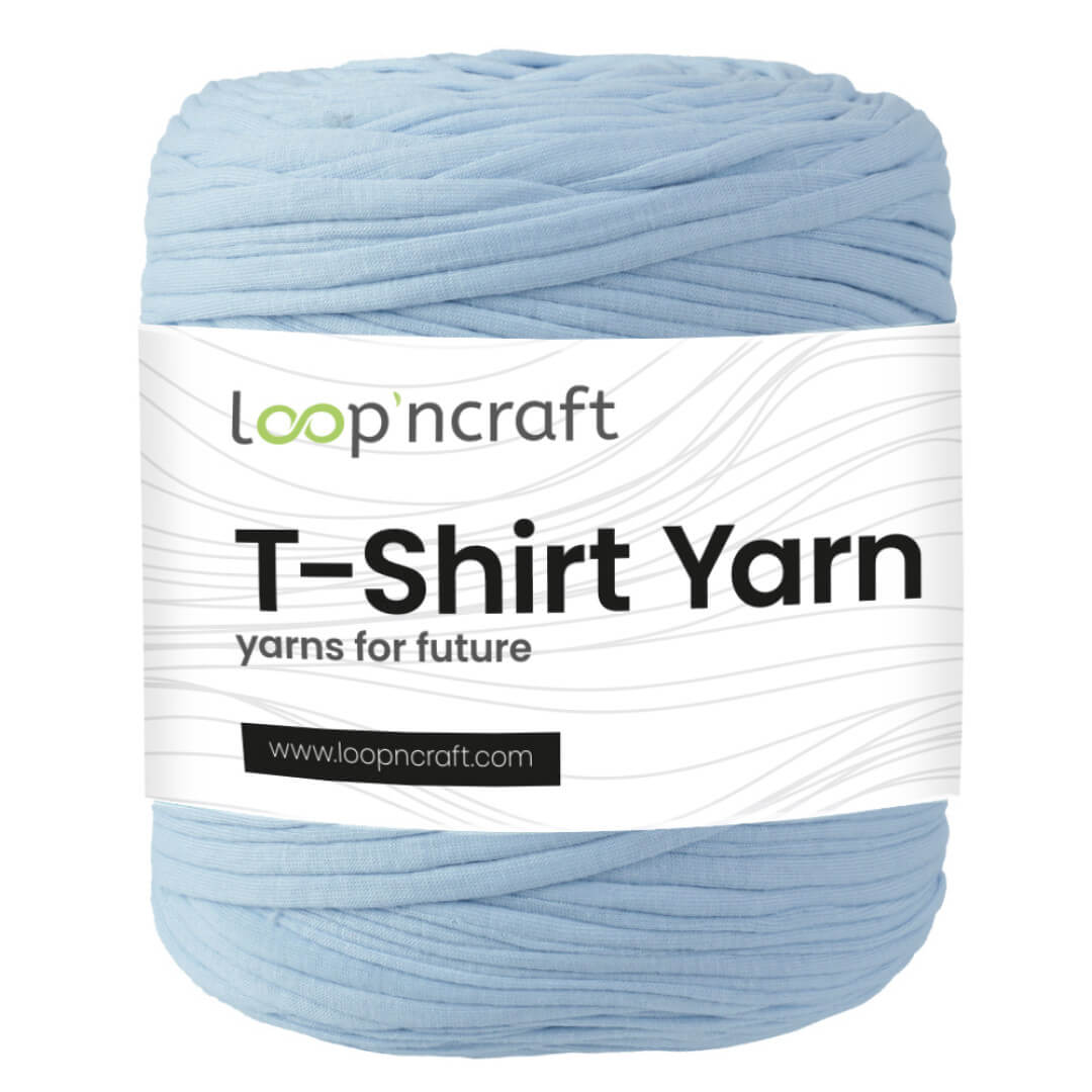 recycled cotton t-shirt yarn in light blue