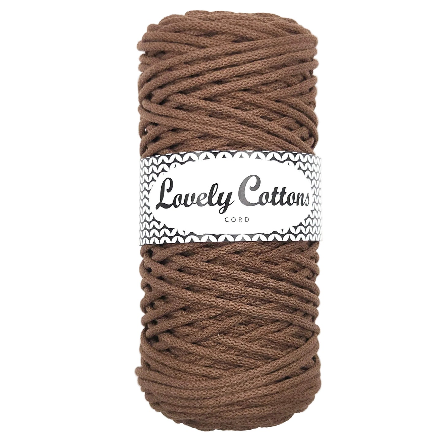 lovely cottons braided 3mm cord - coffee