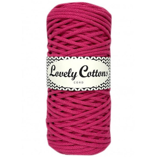 lovely cottons braided 3mm cord - fuchsia