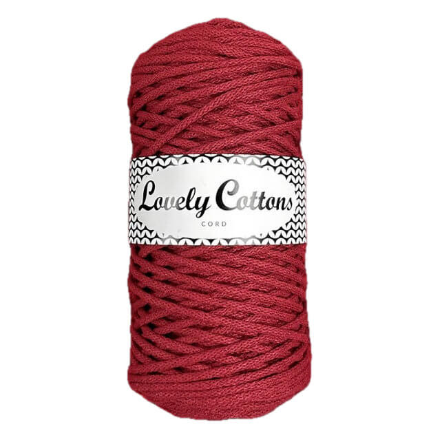Recycled Cotton Braided 3mm Cord - Persian Red