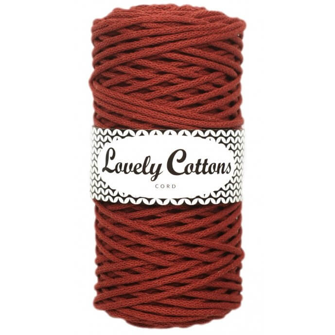 lovely cottons braided 3mm cord - brick red