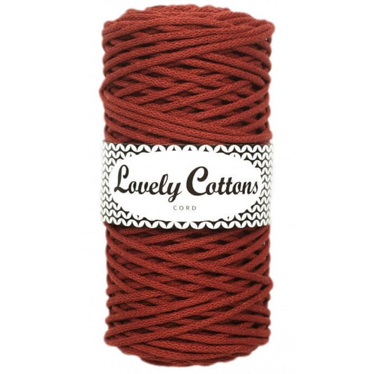 lovely cottons braided 3mm cord - brick red