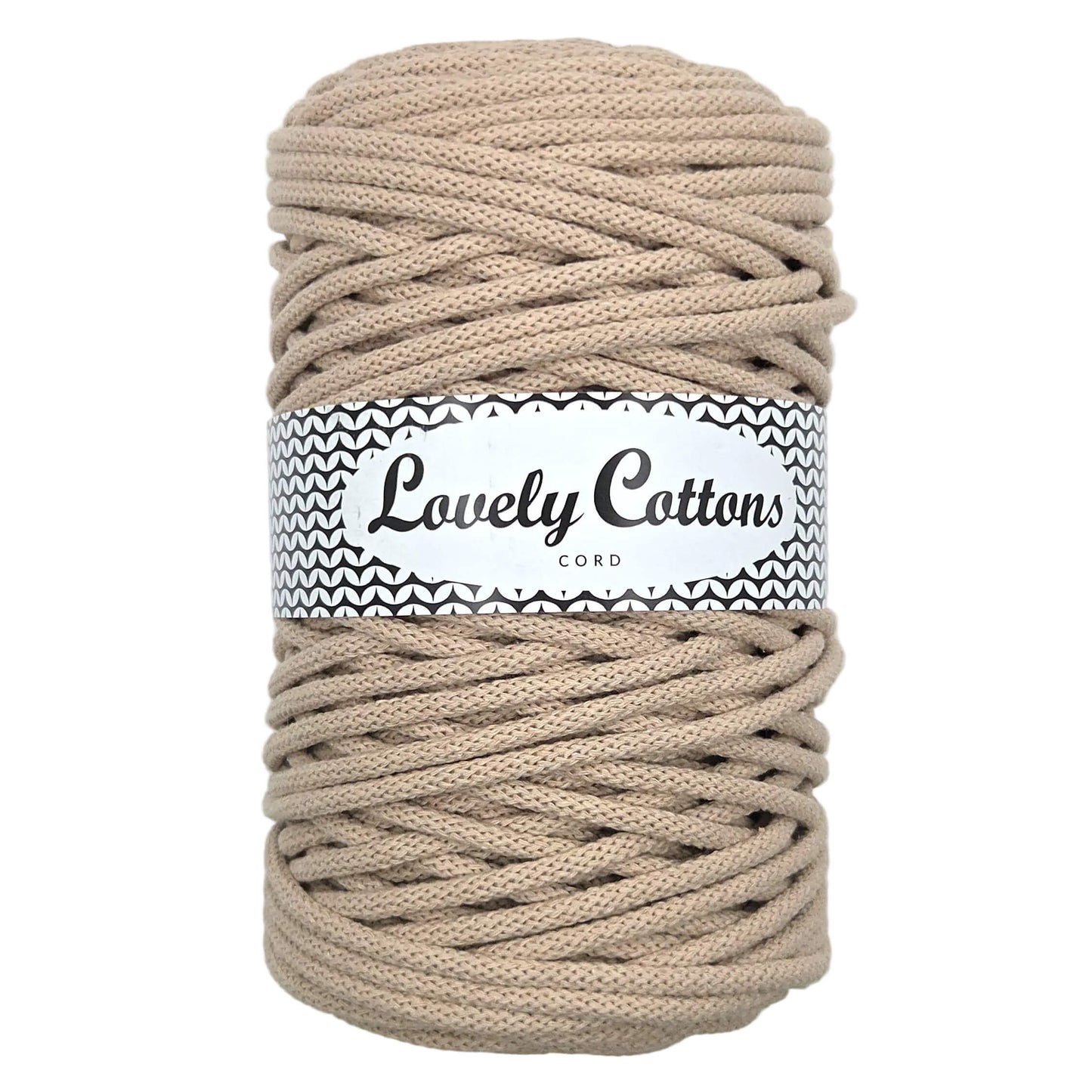lovely cottons braided 5mm cord in beige