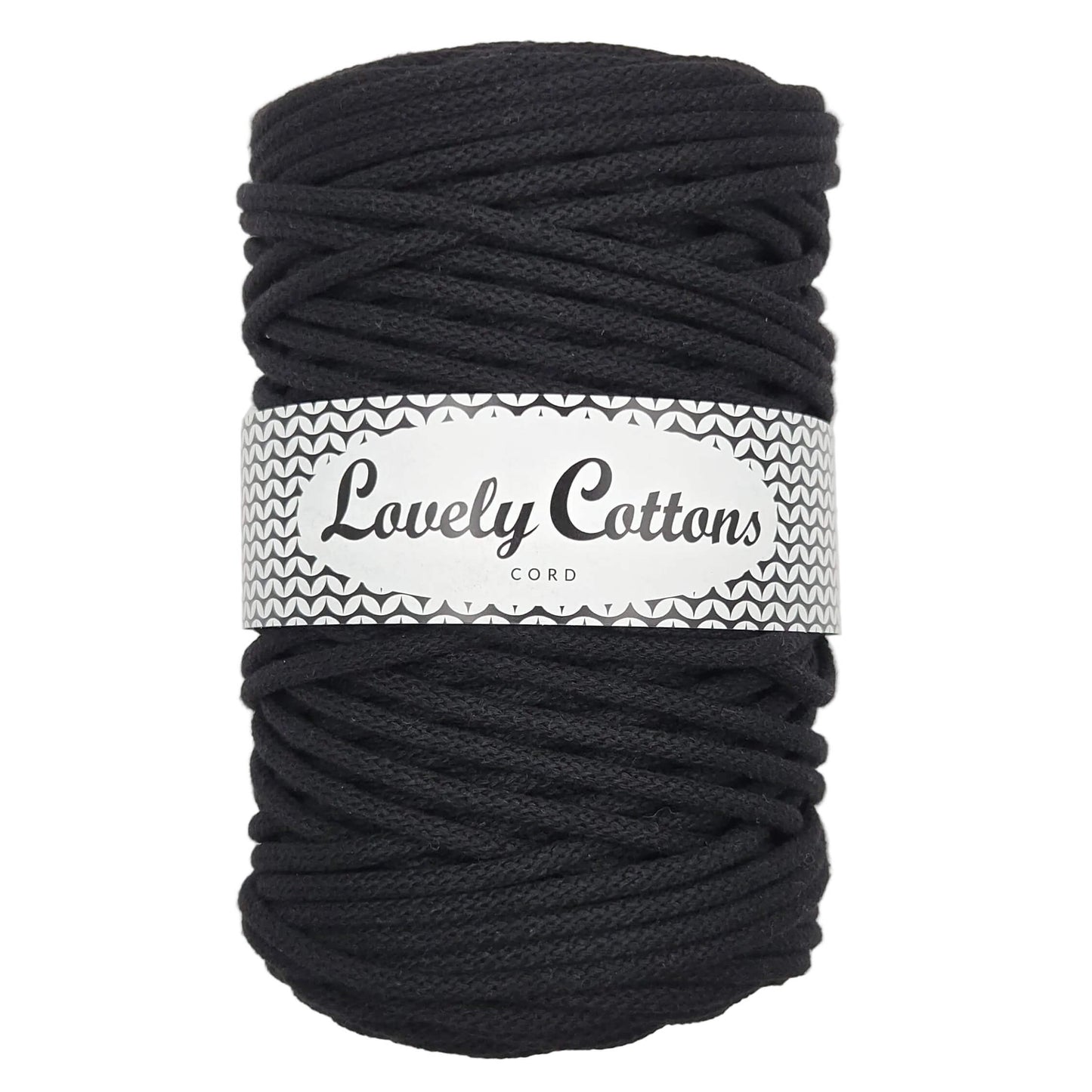 lovely cottons braided 5mm cord in black