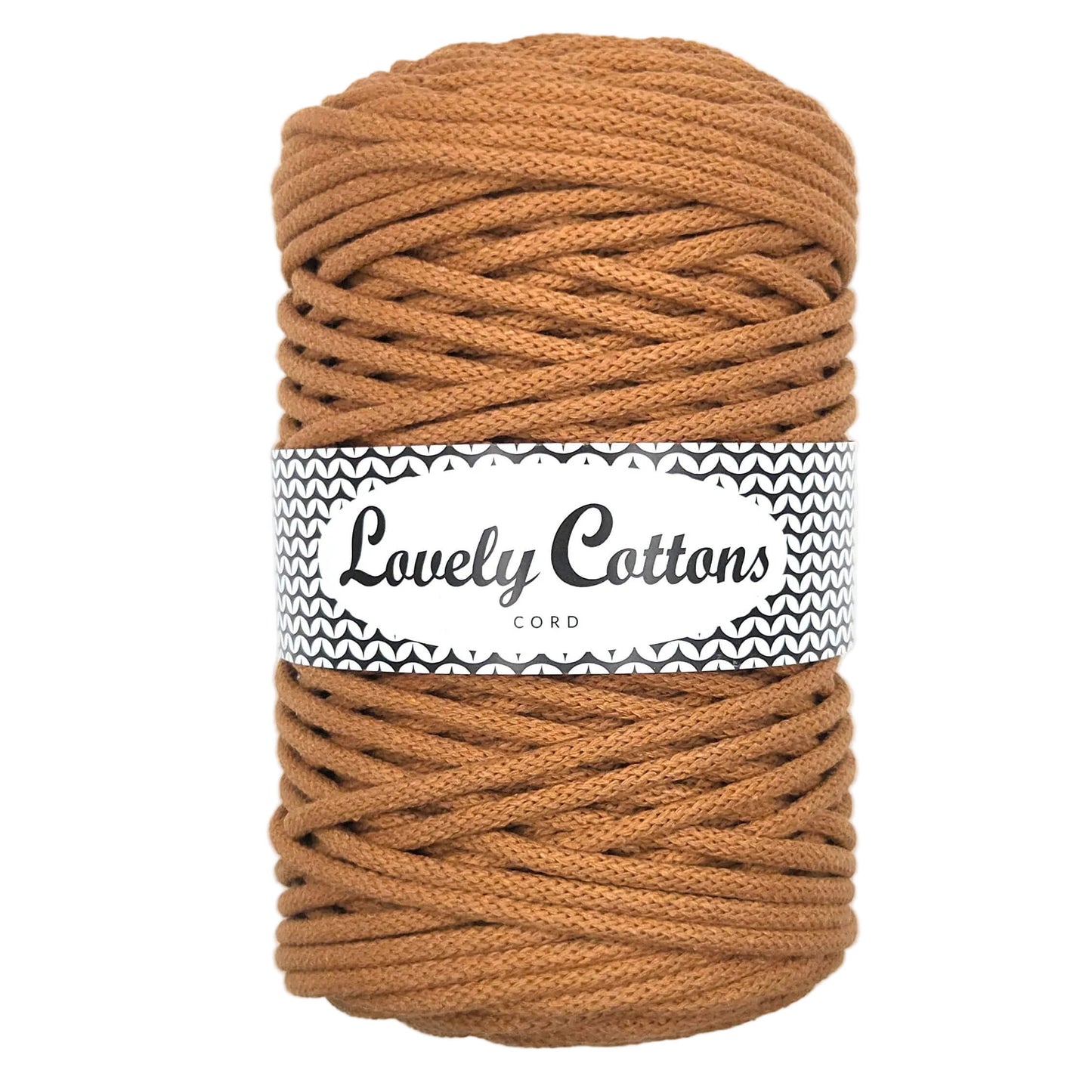 lovely cottons braided 5mm cord in caramel