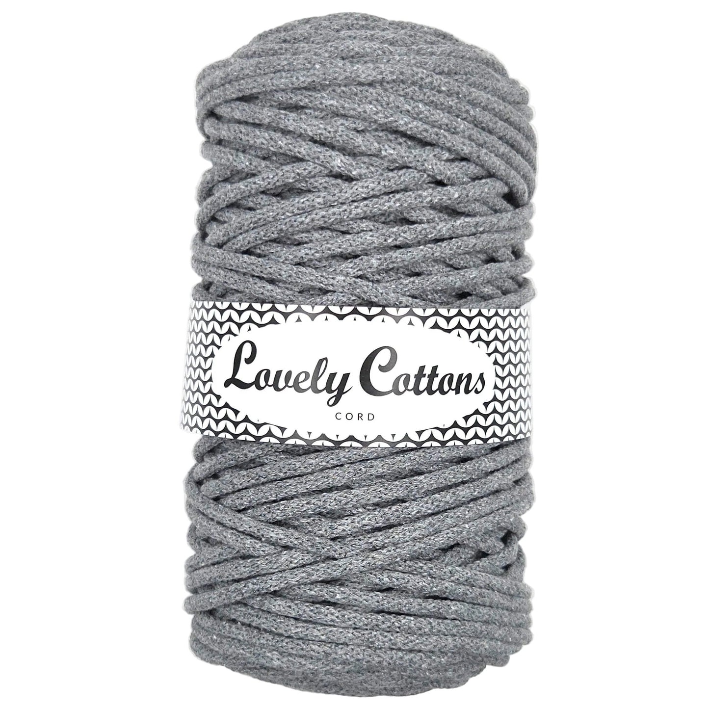 lovely cottons braided 5mm cord in dark grey
