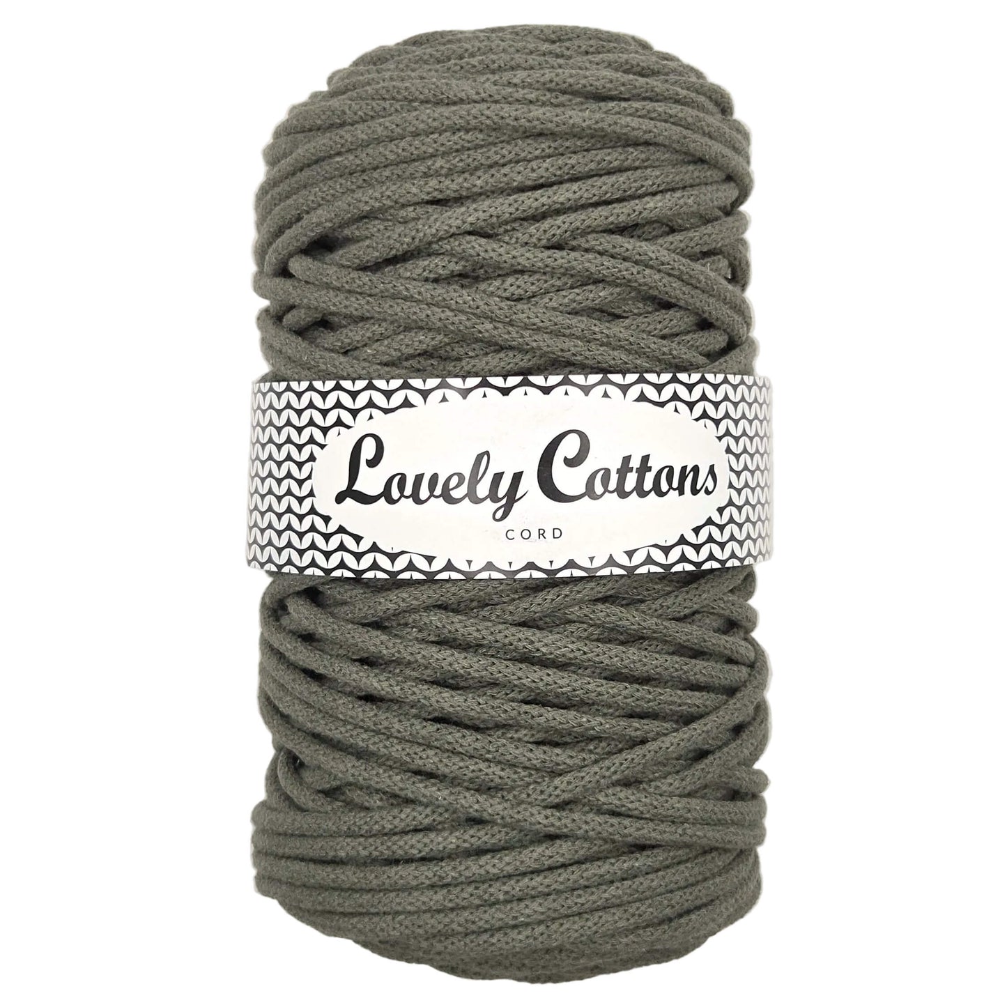 lovely cottons braided 5mm cord in dark olive