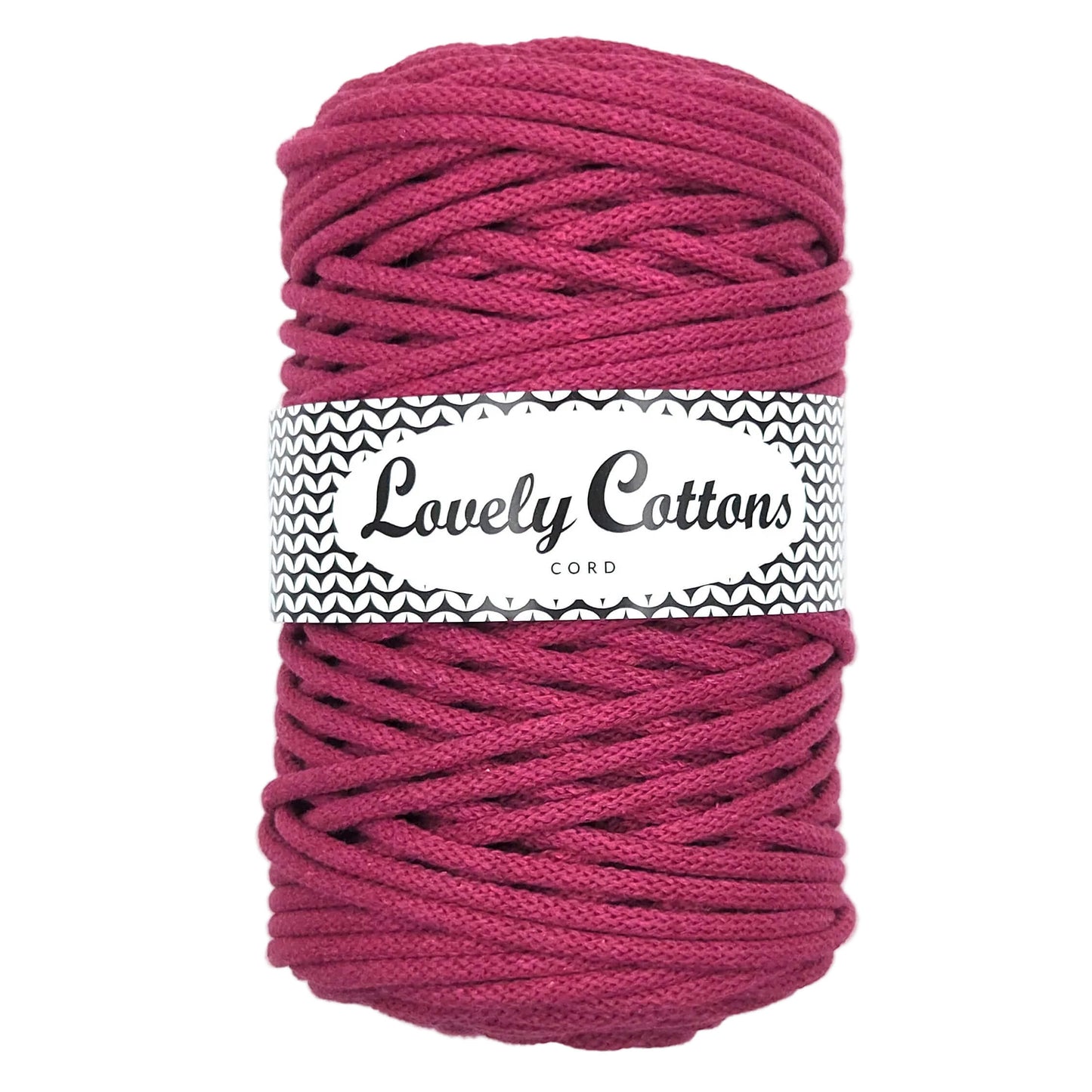 lovely cottons braided 5mm cord in dark rose