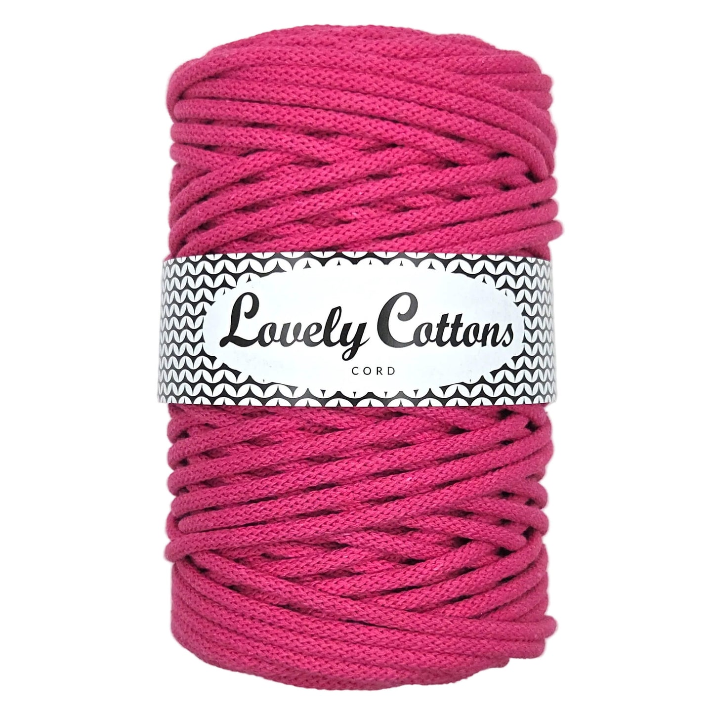 lovely cottons braided 5mm cord in fuchsia