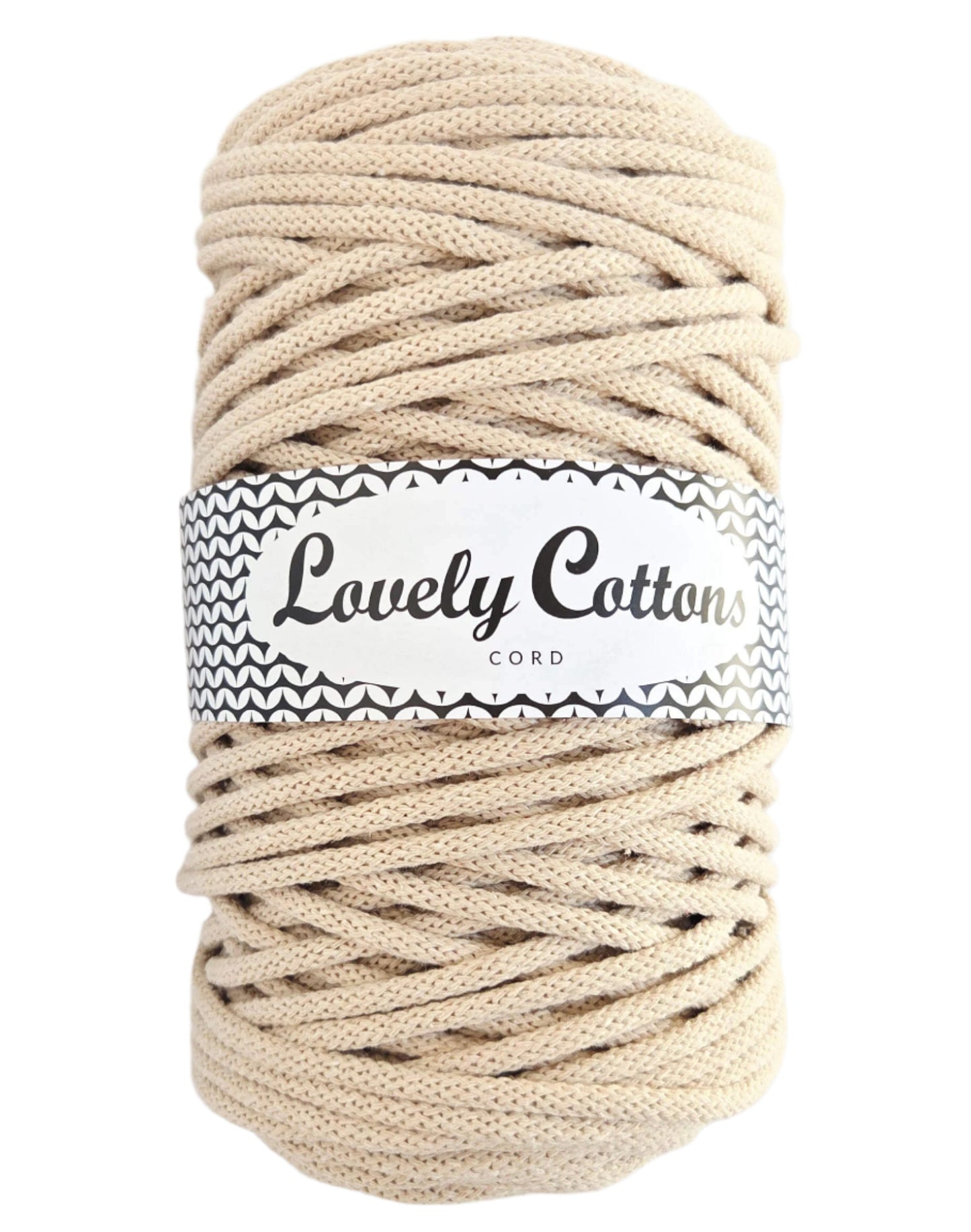 lovely cottons braided 5mm cord - sand