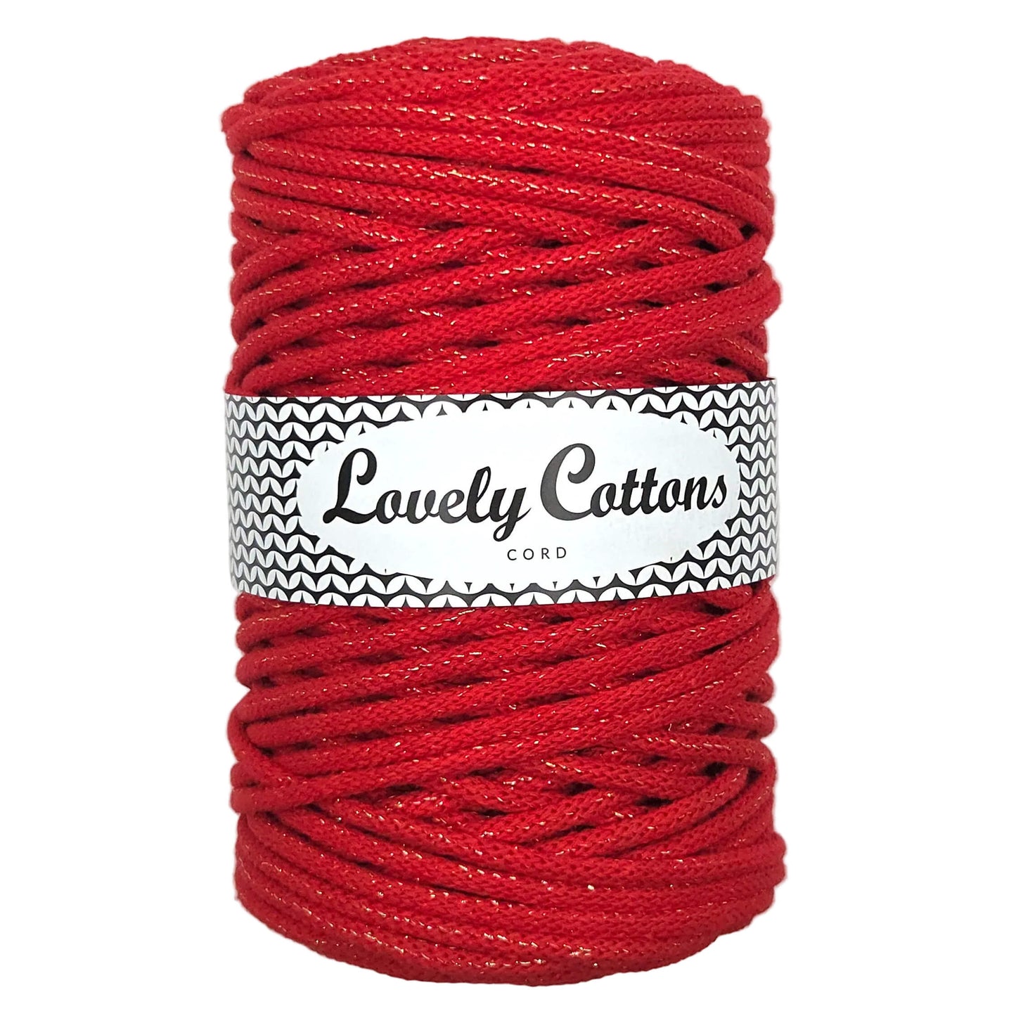 lovely cottons braided 5mm in red with golden thread