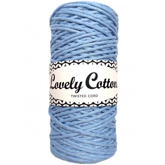lovely cottons twisted 1.5mm sparkly light blue
