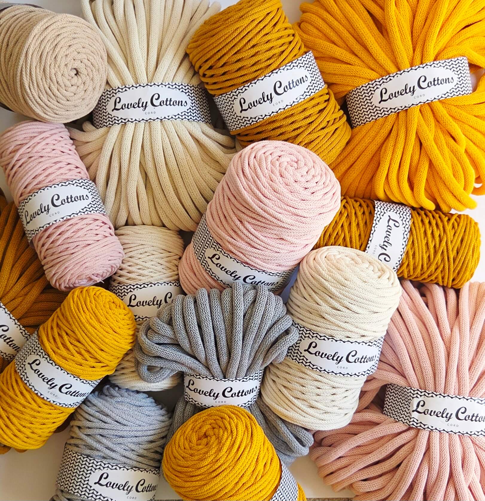 lovely cottons braided cords 3mm 5mm 9mm range