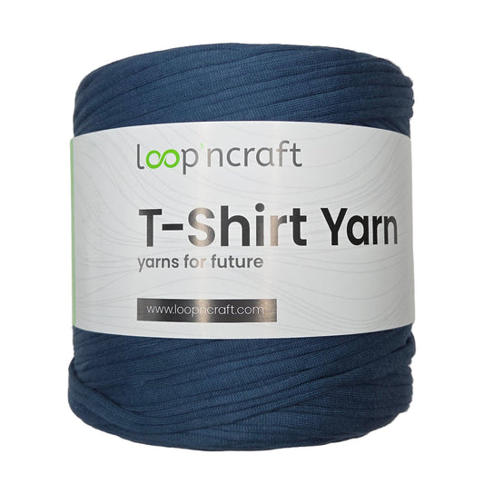 recycled cotton t-shirt yarn in midnight blue