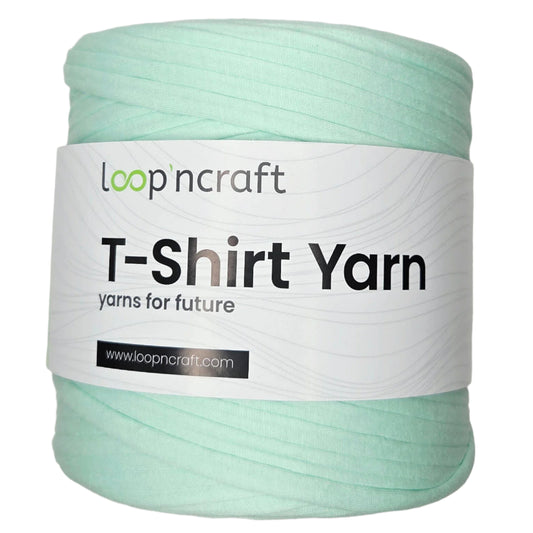 recycled cotton t-shirt yarn in mint
