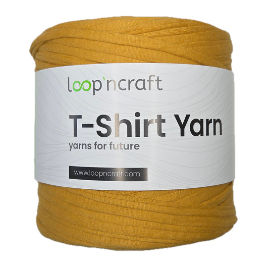 recycled cotton t-shirt yarn in mustard
