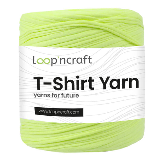 recycled cotton t-shirt yarn in neon green