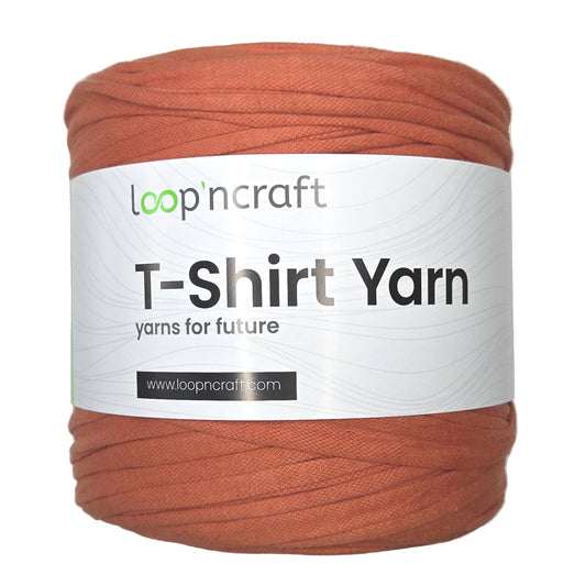 recycled cotton t-shirt yarn in ochre