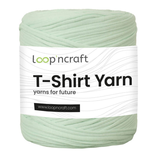 recycled cotton t-shirt yarn in pale green