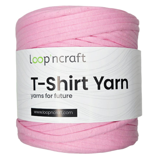 recycled cotton t-shirt yarn in pink