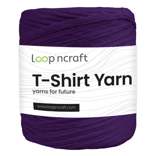 recycled cotton t-shirt yarn in plum