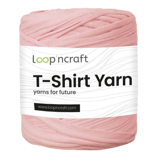 recycled cotton t-shirt yarn in powder pink