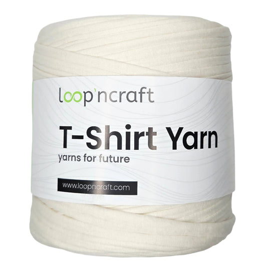 recycled cotton t-shirt yarn in vanilla