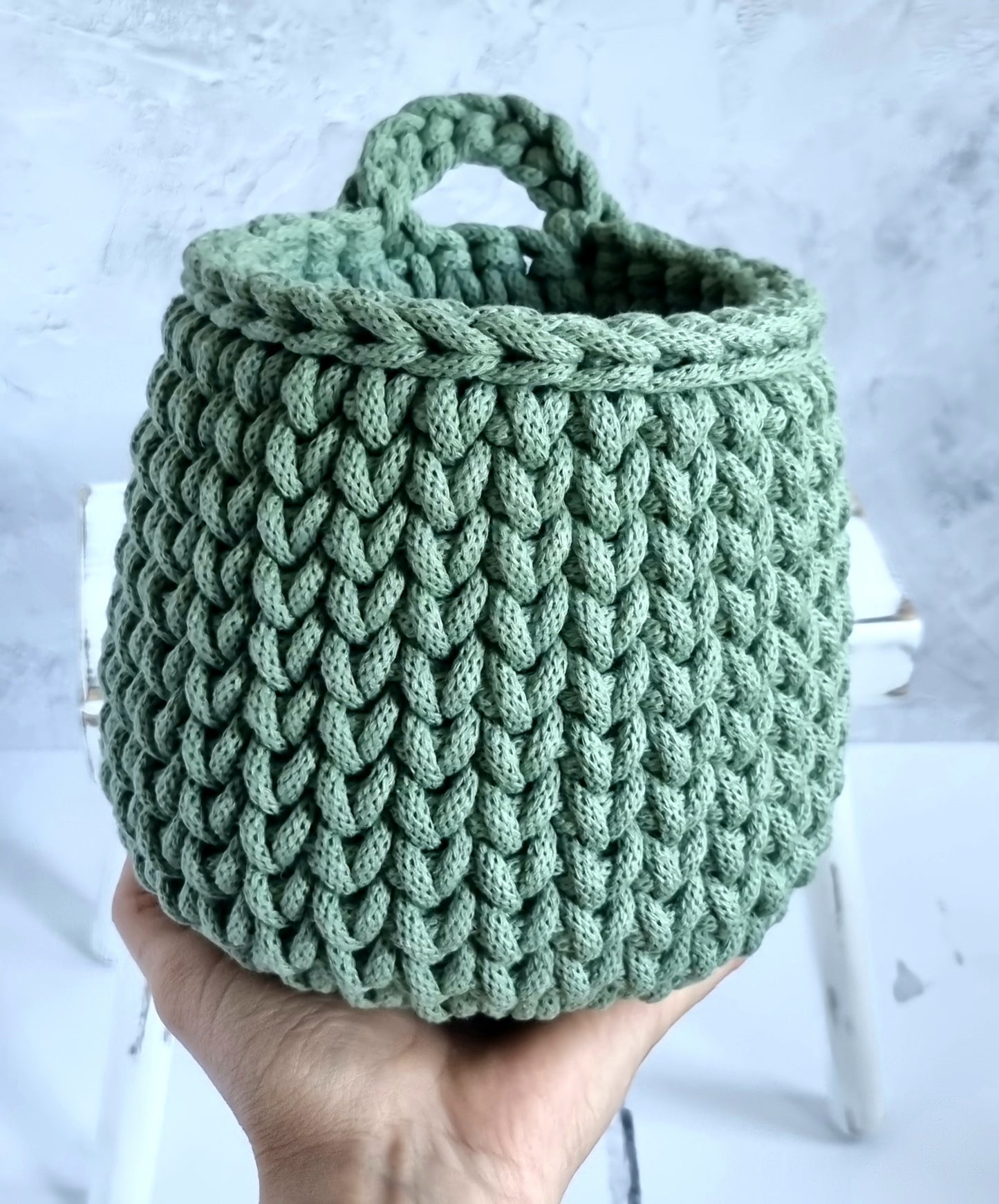 Crochet DIY Kit - Small Hanging Crochet Basket Pattern & Cord