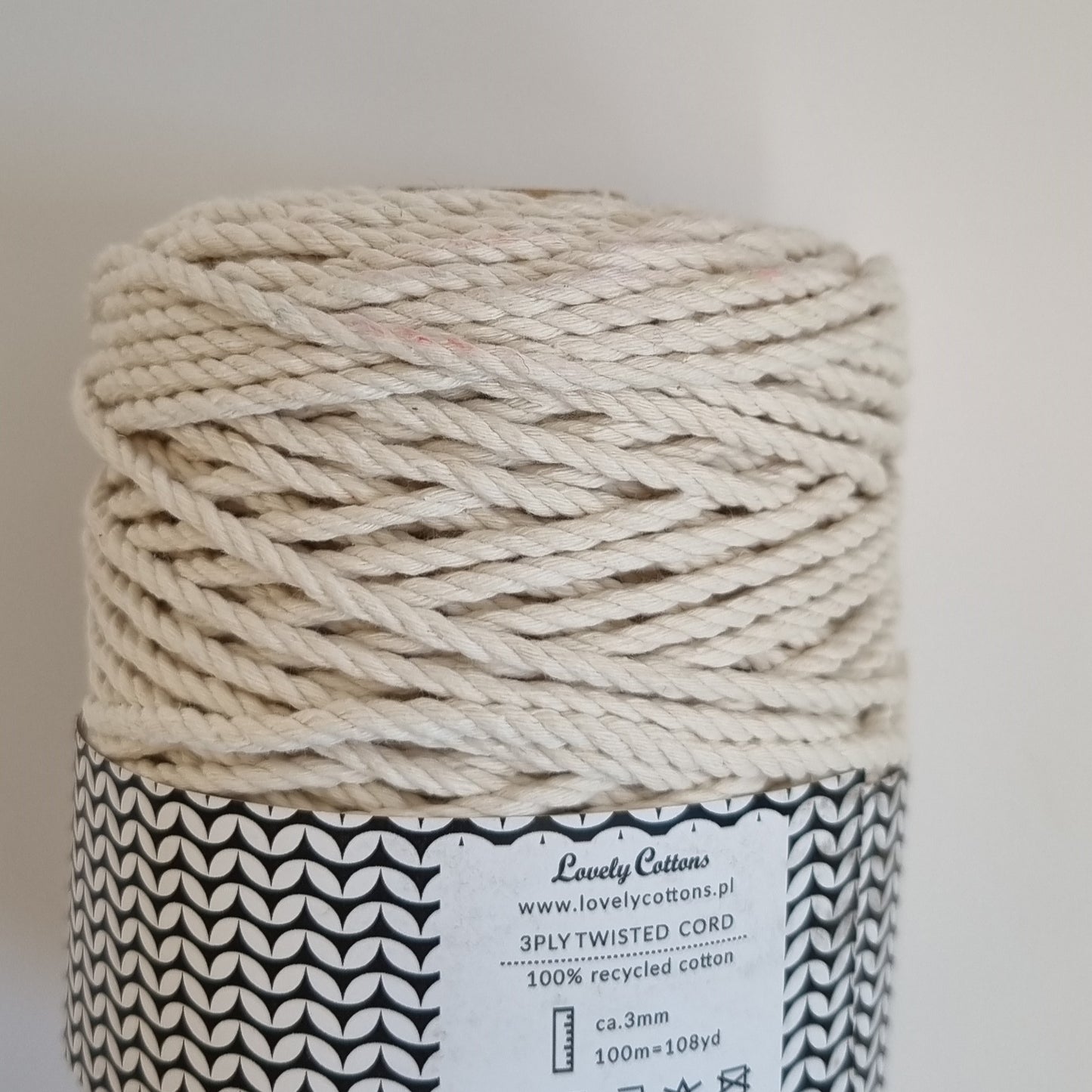 3ply 3mm Twisted NATURAL Cord 100m (imperfection)