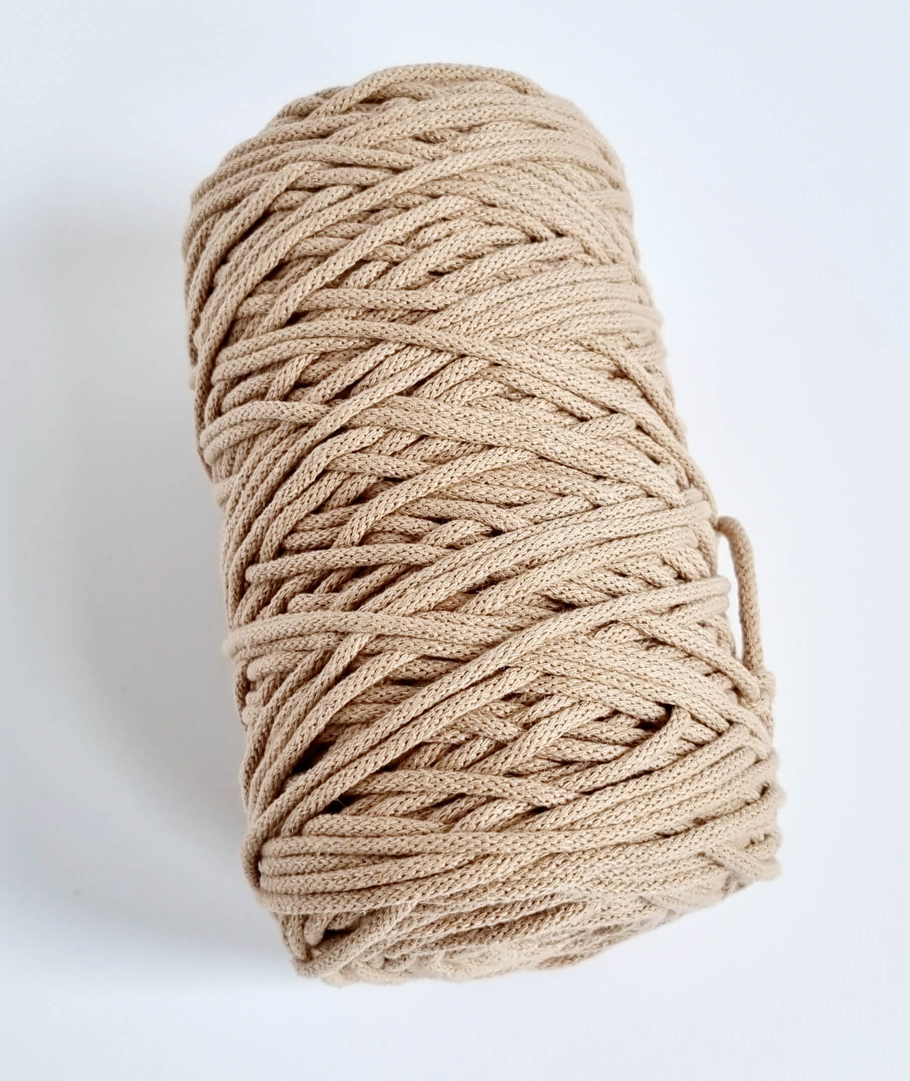 3mm braided cotton cord - beige, 650g