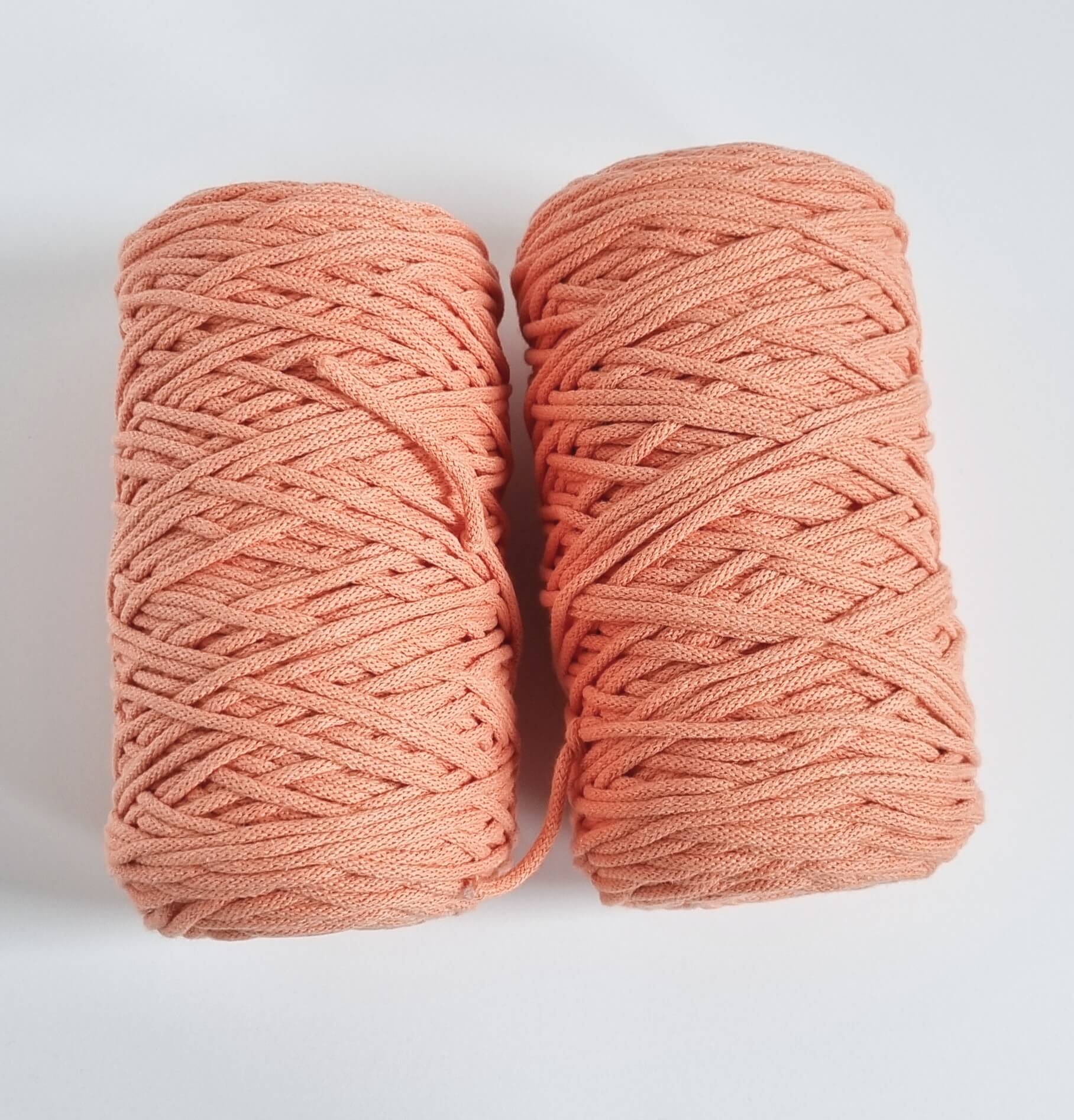 3mm braided cotton cord - peach, 1230g