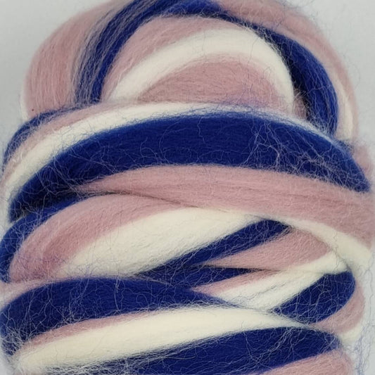 Pink and Cobalt Melange - Merino Combed Top