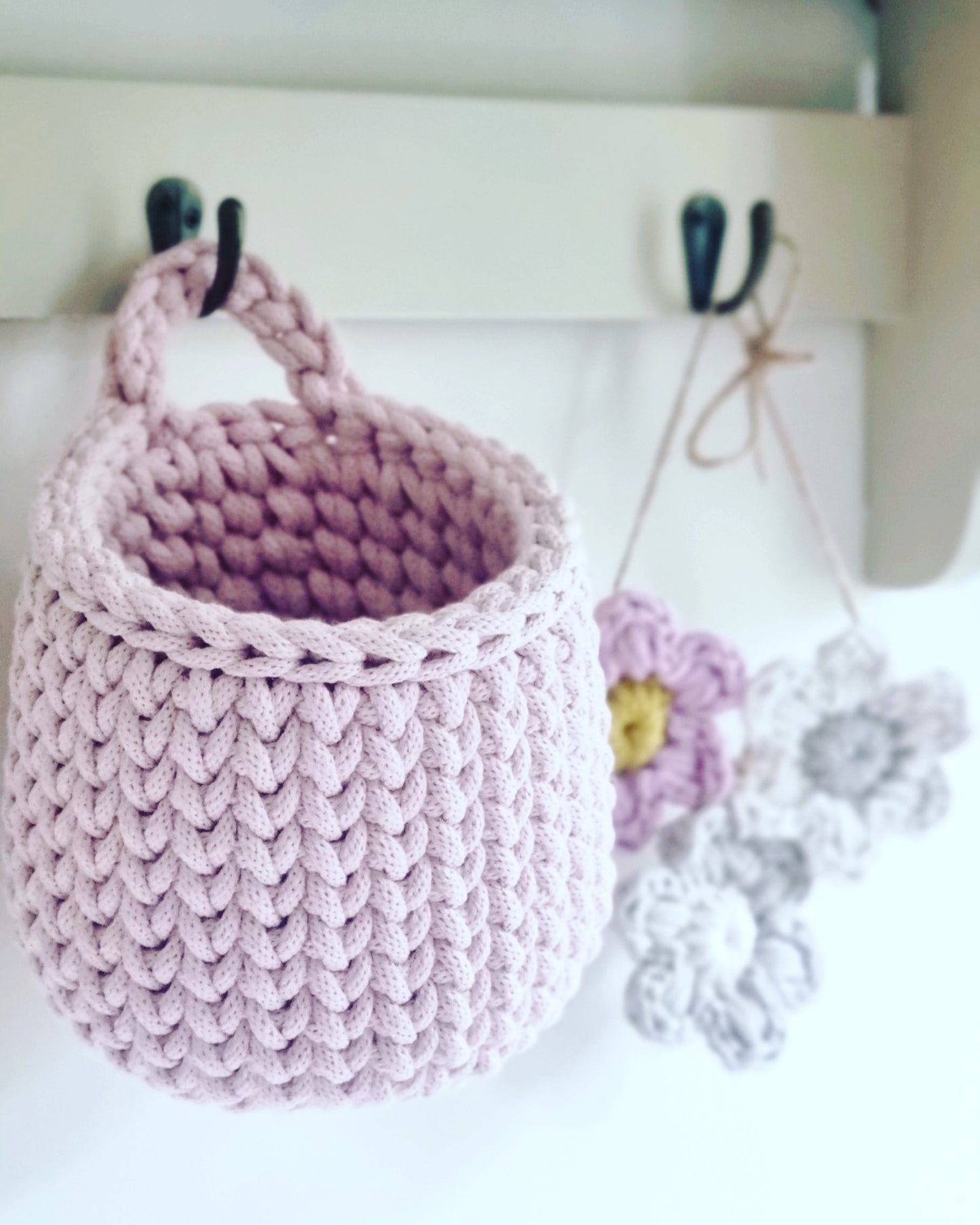 Crochet DIY Kit - Small Hanging Crochet Basket Pattern & Cord