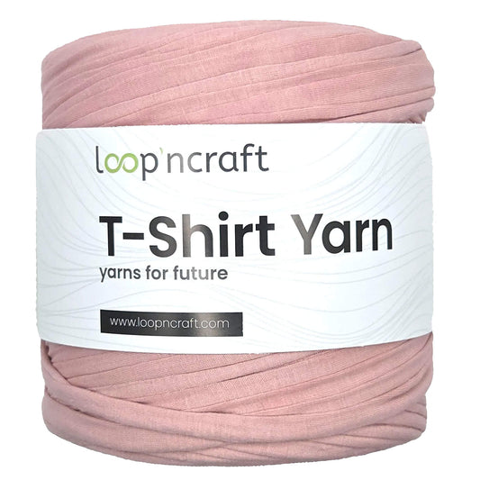 recycled cotton t-shirt yarn in antique pink